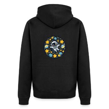 Astronaut kid in space - Unisex Premium Bio Zip Hoodie - Schwarz - Hinten - Nico (187cm)