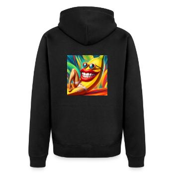 AUSGEBAGGERTE BANANE - Unisex Premium Bio Zip Hoodie - Schwarz - Hinten - Nico (187cm)