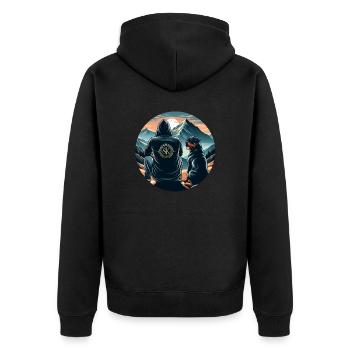 Doggy Mountain Day - Unisex Premium Organic Zip Hoodie - black - Back - Nico (187cm)