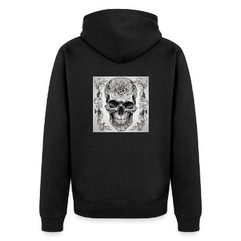 Skull with rose - Unisex Premium Bio Zip Hoodie - Schwarz - Hinten - Nico (187cm)