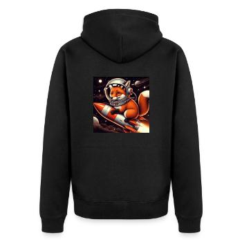 Fox on the rocket - Unisex Premium Organic Zip Hoodie - black - Back - Nico (187cm)