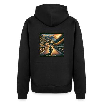 Motorradfahrer - Mentally I am here - Unisex Premium Bio Zip Hoodie - Schwarz - Hinten - Nico (187cm)