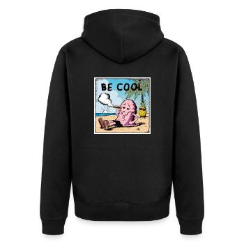 Be Cool Icecream - Unisex Premium Bio Zip Hoodie - Schwarz - Hinten - Nico (187cm)