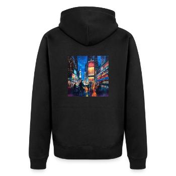 Times Square Musicians - Unisex Premium Bio Zip Hoodie - Schwarz - Hinten - Nico (187cm)
