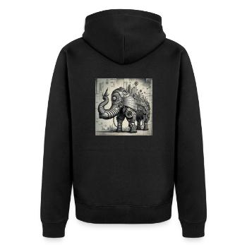 Cyberpunk Steampunk Cyborg Style Elephant - Unisex Premium Organic Zip Hoodie - black - Back - Nico (187cm)