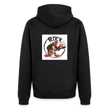 Lobster Playing Guitar - Unisex Premium Organic Zip Hoodie - black - Back - Nico (187cm)