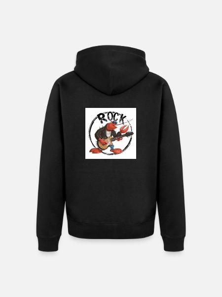 Lobster Playing Guitar - Unisex Premium Organic Zip Hoodie - black