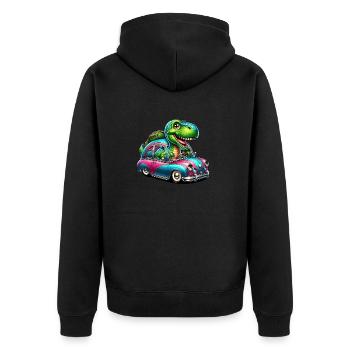 Auto Dino - Unisex Premium Organic Zip Hoodie - black - Back - Nico (187cm)