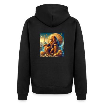 Bitcoin Lion - Unisex Premium Bio Zip Hoodie - Schwarz - Hinten - Nico (187cm)