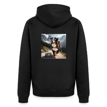 Berner Sennenhund - Unisex Premium Bio Zip Hoodie - Schwarz - Hinten - Nico (187cm)
