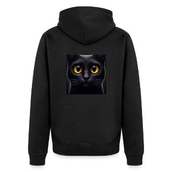 Chat noir mignon avec de grands yeux jaunes - Veste à capuche bio Premium Unisexe - noir - Dos - Nico (187cm)