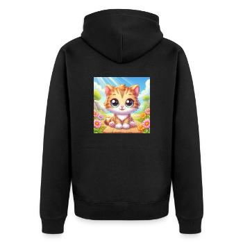 Chaton mignon au printemps au bord de la mer - Veste à capuche bio Premium Unisexe - noir - Dos - Nico (187cm)