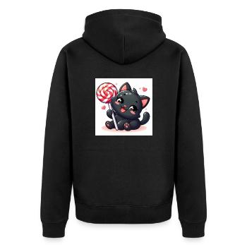 Sweet Kitty noir gai avec sucette et coeurs - Veste à capuche bio Premium Unisexe - noir - Dos - Nico (187cm)