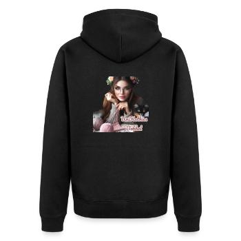 Unikathies KI - Unisex Premium Bio Zip Hoodie - Schwarz - Hinten - Nico (187cm)