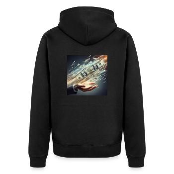 Automatic Earning - Passive Product 2 - Unisex Premium Organic Zip Hoodie - black - Back - Nico (187cm)