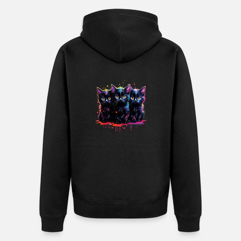 Drei Kätzchen - Unisex Premium Bio Zip Hoodie - Schwarz
