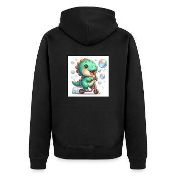 Dino with soap bubbles on a scooter - Unisex Premium Organic Zip Hoodie - black - Back - Nico (187cm)