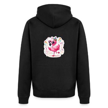Tanzender Glücksflamingo - Unisex Premium Bio Zip Hoodie - Schwarz - Hinten - Nico (187cm)