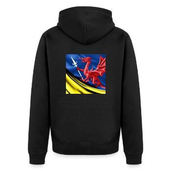 dragon flag spear - Unisex Premium Organic Zip Hoodie - black - Back - Nico (187cm)