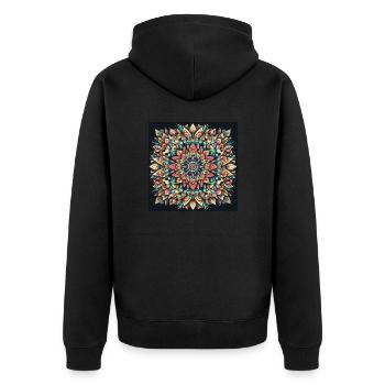 Mandala Yoga Design - Unisex Premium Bio Zip Hoodie - Schwarz - Hinten - Nico (187cm)