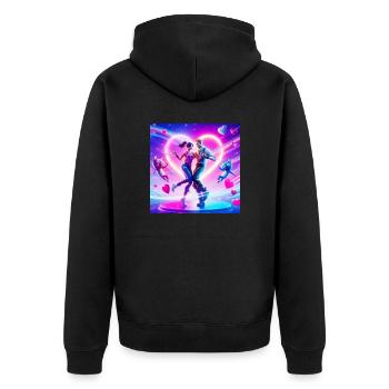 Love - Unisex Premium Organic Zip Hoodie - black - Back - Nico (187cm)