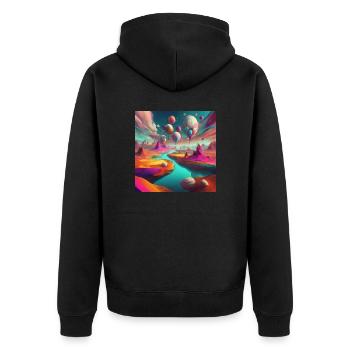 KI build - Unisex Premium Bio Zip Hoodie - Schwarz - Hinten - Nico (187cm)