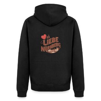 Ich liebe Nürnberg - Unisex Premium Organic Zip Hoodie - black - Back - Nico (187cm)