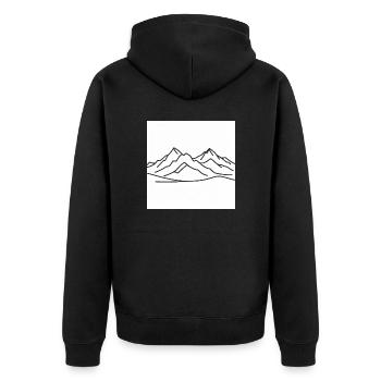 Minimalist Mountain - Unisex Premium Bio Zip Hoodie - Schwarz - Hinten - Nico (187cm)