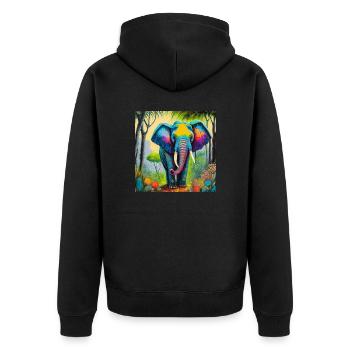 Elephant in the jungle - Unisex Premium Organic Zip Hoodie - black - Back - Nico (187cm)