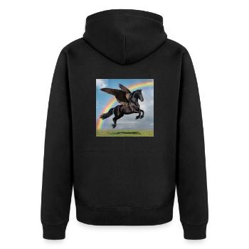 Rainbow Pegasus - Unisex Premium Organic Zip Hoodie - black - Back - Nico (187cm)