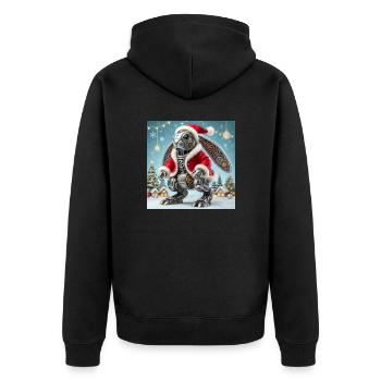 Weihnachtshase - Unisex Premium Bio Zip Hoodie - Schwarz - Hinten - Nico (187cm)
