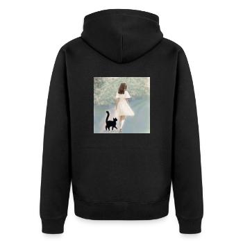 Auf dem Weg zu Träumen - Unisex Premium Bio Zip Hoodie - Schwarz - Hinten - Nico (187cm)