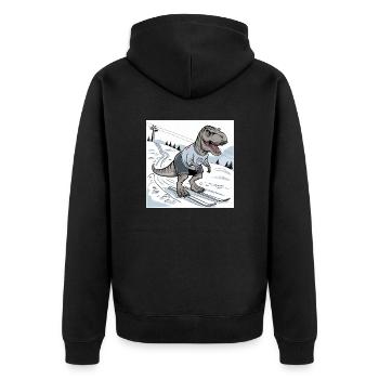 Ski-Rex, T-Rex - Unisex Premium Bio Zip Hoodie - Schwarz - Hinten - Nico (187cm)