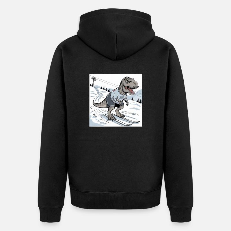 Ski-Rex, T-Rex - Unisex Premium Bio Zip Hoodie - Schwarz
