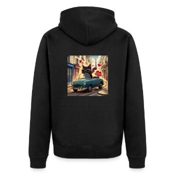 Chat en tournée - J’adore la France ! -Paris - Veste à capuche bio Premium Unisexe - noir - Dos - Nico (187cm)