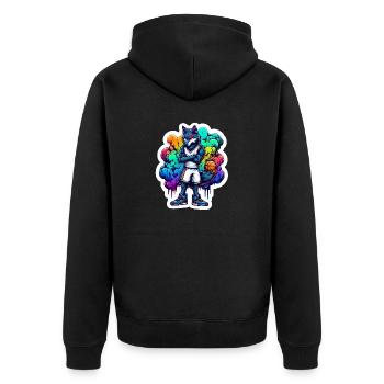 Basketball Wolfpack - Unisex Premium Bio Zip Hoodie - Schwarz - Hinten - Nico (187cm)