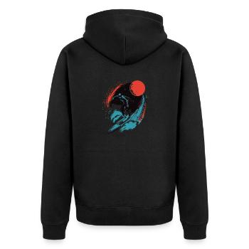 Cosmic Surf - Unisex Premium Organic Zip Hoodie - black - Back - Nico (187cm)