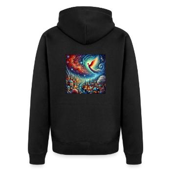 Der fliegende Geiger - Unisex Premium Bio Zip Hoodie - Schwarz - Hinten - Nico (187cm)