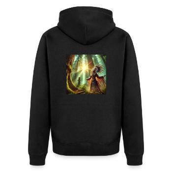 Shaman in Trance (E) - Unisex Premium Organic Zip Hoodie - black - Back - Nico (187cm)