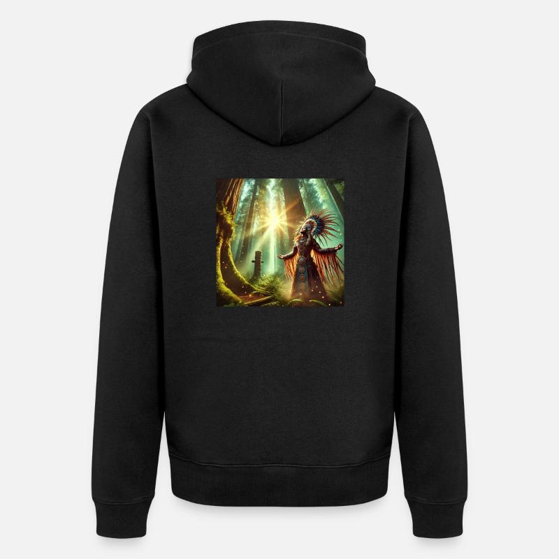 Schamane in Trance (E) - Unisex Premium Bio Zip Hoodie - Schwarz
