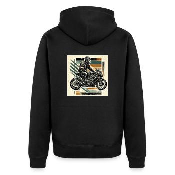 Vivre pour rouler, rouler pour vivre - Veste à capuche bio Premium Unisexe - noir - Dos - Nico (187cm)