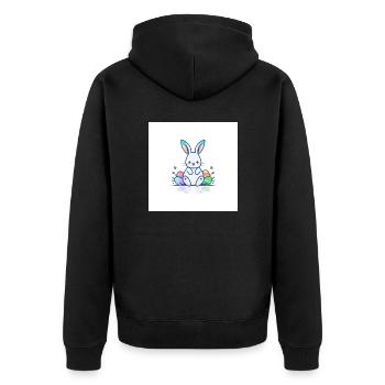 Bunte Ostern mit Hase - Unisex Premium Bio Zip Hoodie - Schwarz - Hinten - Nico (187cm)