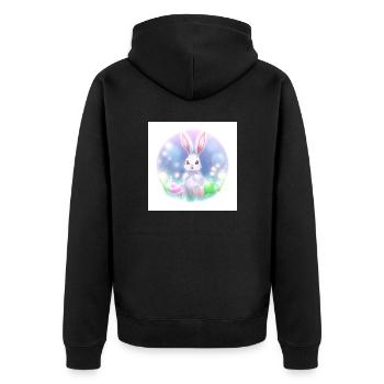 Osterhase auf Abenteuer - Unisex Premium Bio Zip Hoodie - Schwarz - Hinten - Nico (187cm)