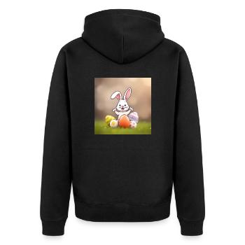 Lustiger Osterhase & Freunde - Unisex Premium Bio Zip Hoodie - Schwarz - Hinten - Nico (187cm)