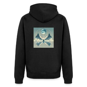 my world - Unisex Premium Bio Zip Hoodie - Schwarz - Hinten - Nico (187cm)