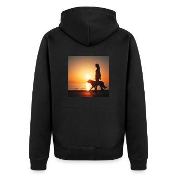 Schwarzer Labrador - Unisex Premium Bio Zip Hoodie - Schwarz - Hinten - Nico (187cm)