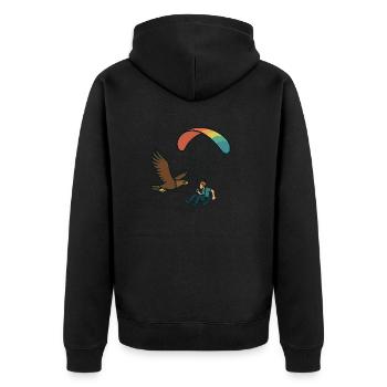 Paraglider und Adler - Unisex Premium Bio Zip Hoodie - Schwarz - Hinten - Nico (187cm)