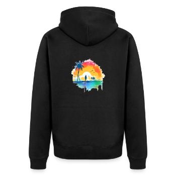 Beach Sunset - Unisex Premium Organic Zip Hoodie - black - Back - Nico (187cm)