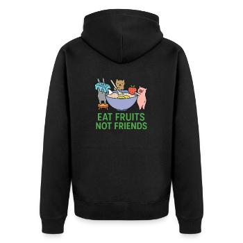 Vegan Food - Unisex Premium Organic Zip Hoodie - black - Back - Nico (187cm)