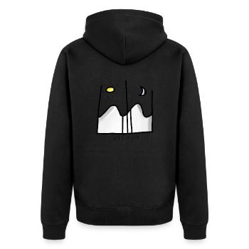 Shirts Tassen etc mit Tag & Nacht Sonne & Mond - Unisex Premium Bio Zip Hoodie - Schwarz - Hinten - Nico (187cm)